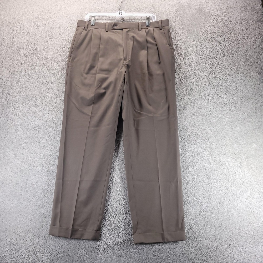 Lauren Ralph Lauren Pants Mens 36x30 Brown Pleated Classic Dress Trousers Office